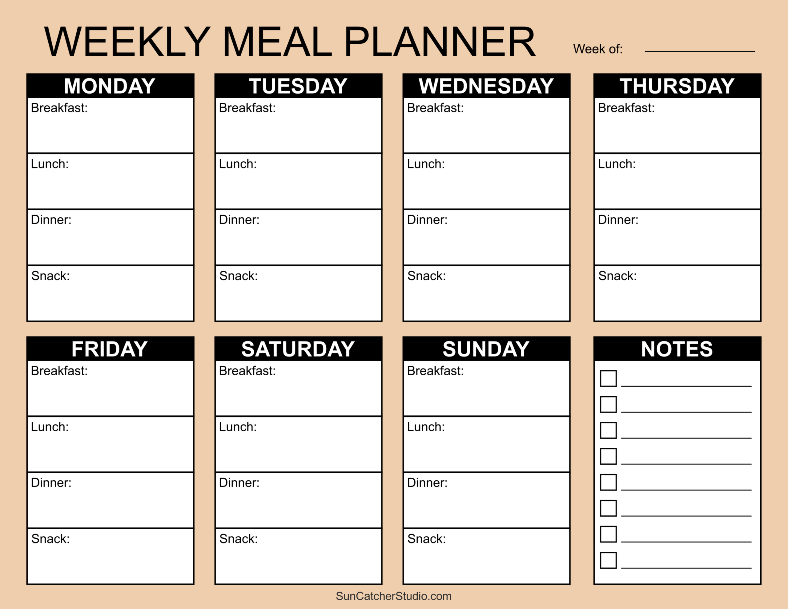 Meal Planners: Printable Weekly Menu Templates (Pdf) – Free with regard to Free Printable Meal Planner Template