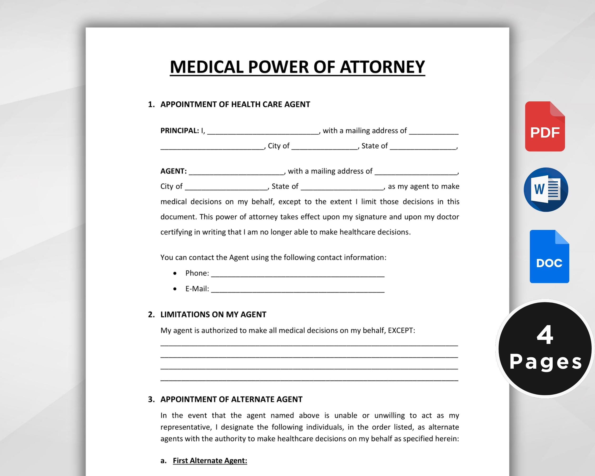 Medical Power Of Attorney Form. Printable Medical Power Of throughout Medical Power of Attorney Printable