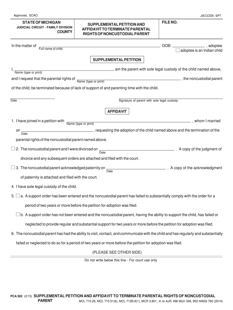 Michigan Termination Of Parental Rights Form: Fill Out & Sign with regard to Printable Termination of Parental Rights Form
