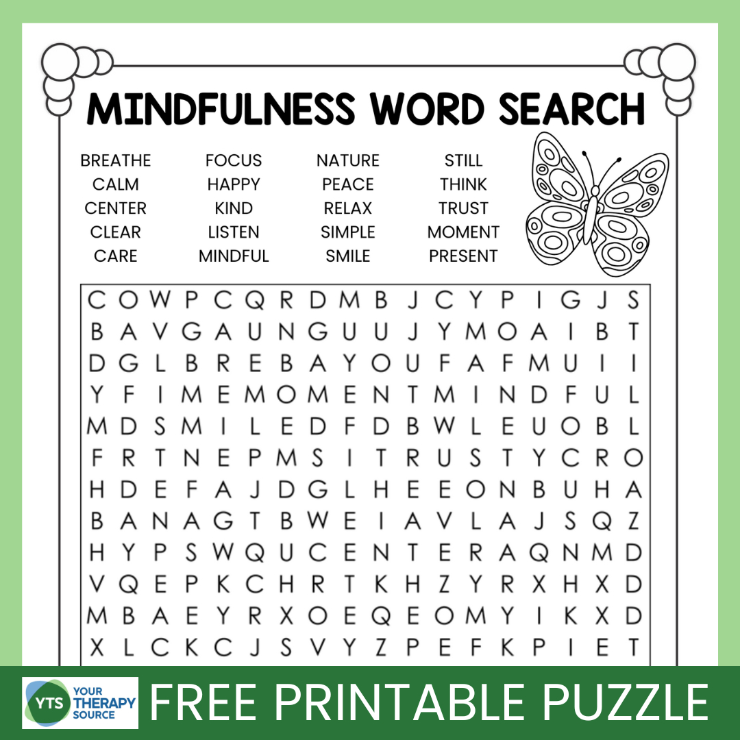 Mindfulness Word Search Puzzle Free Printable - Your Therapy Source in Free Printable Word Search Puzzle