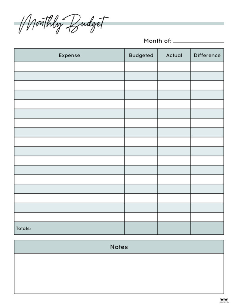 Monthly Budget Planners - 20 Free Printables | Printabulls for Free Printable Monthly Budget Sheet