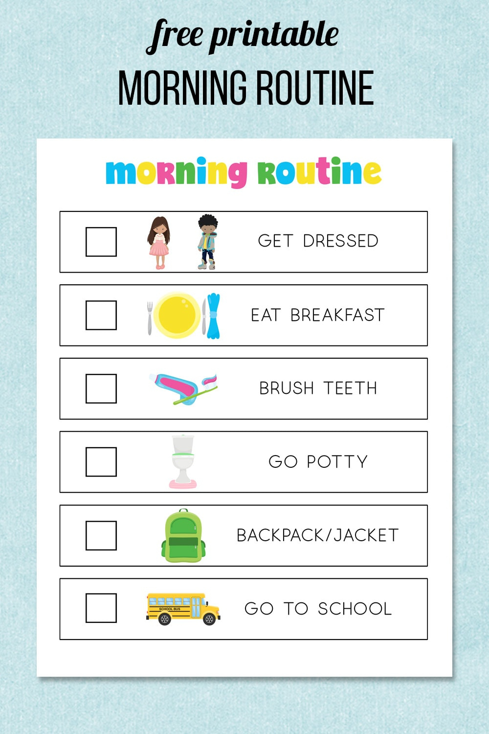Morning Routine Printable regarding Free Printable Daily Routine Chart