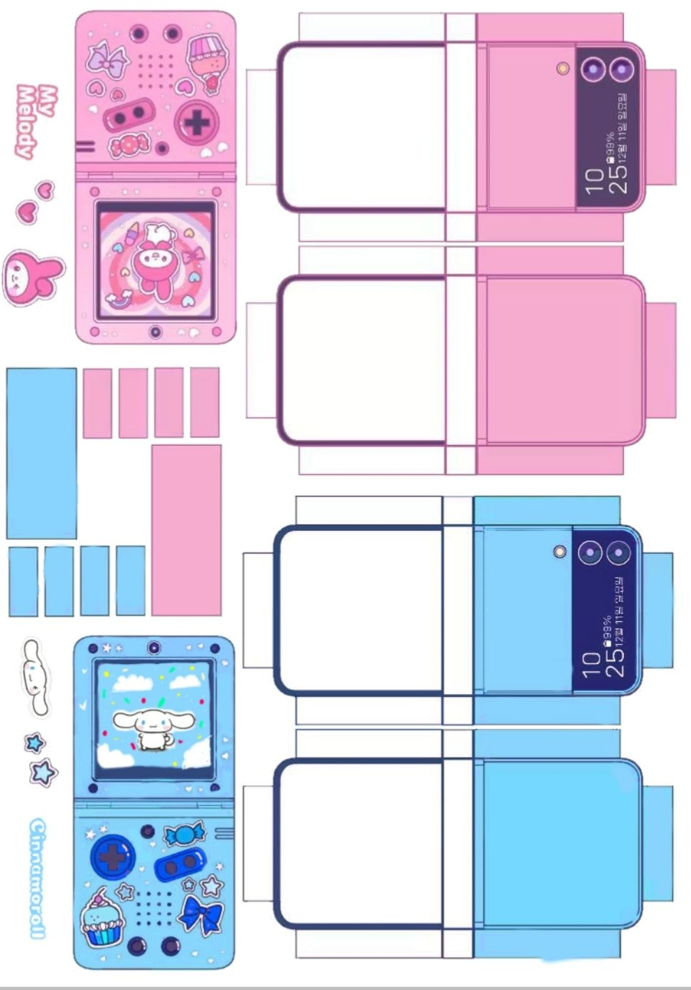 My Melody And Cinnamoroll Paper Flip Phone 📱 throughout Sanrio Flip Phone Template Printable