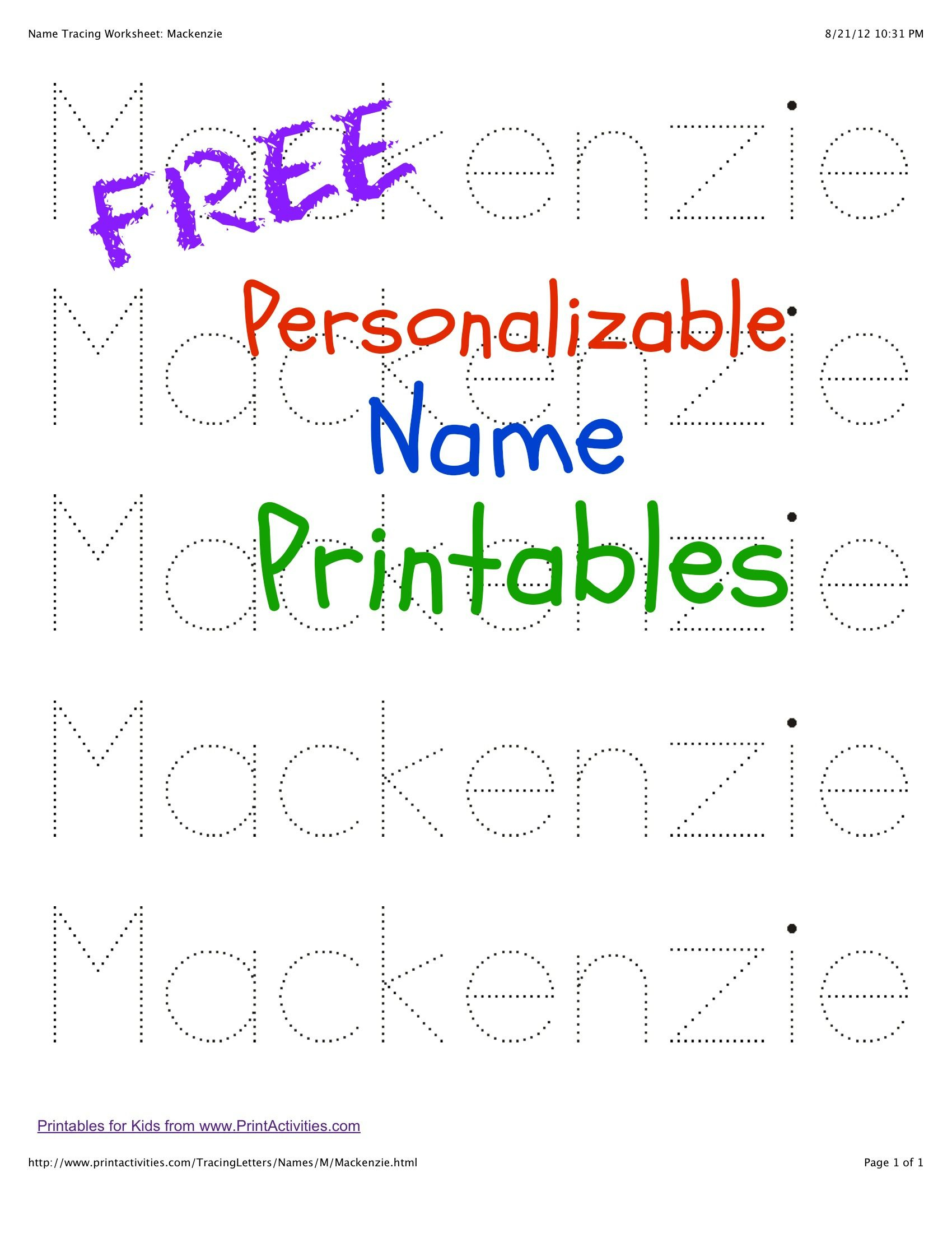 My Name Tracing Worksheets - 10 Free Pdf Printables | Printablee for Free Printable Tracing Name Worksheets