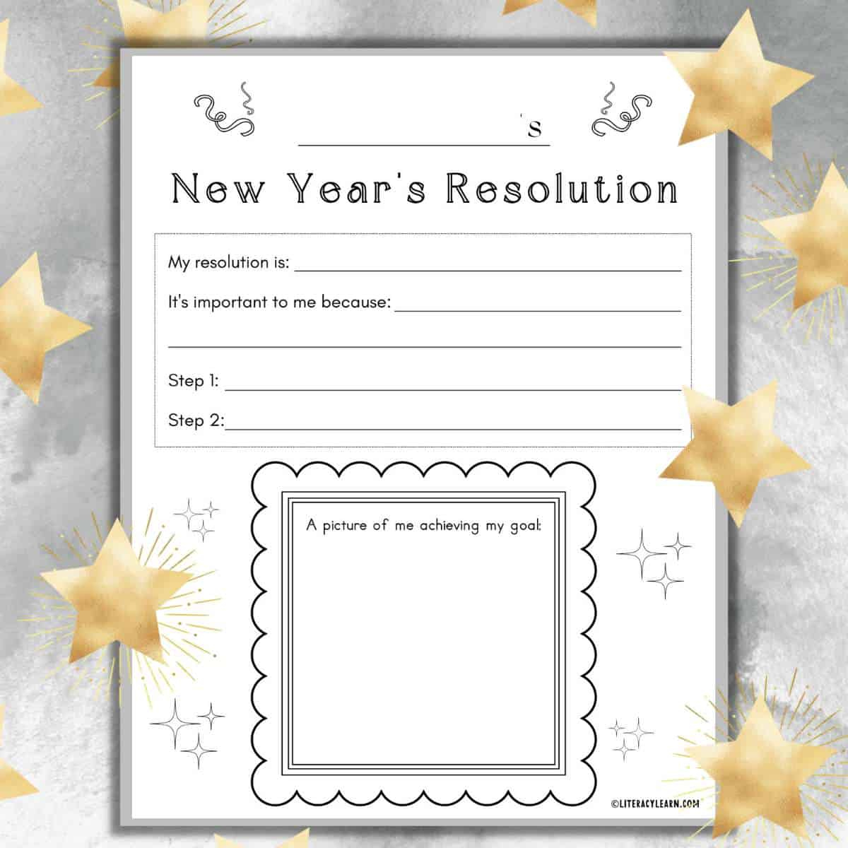 New Year'S Resolution Free Worksheet - Literacy Learn for Free New Year's Resolution Printables