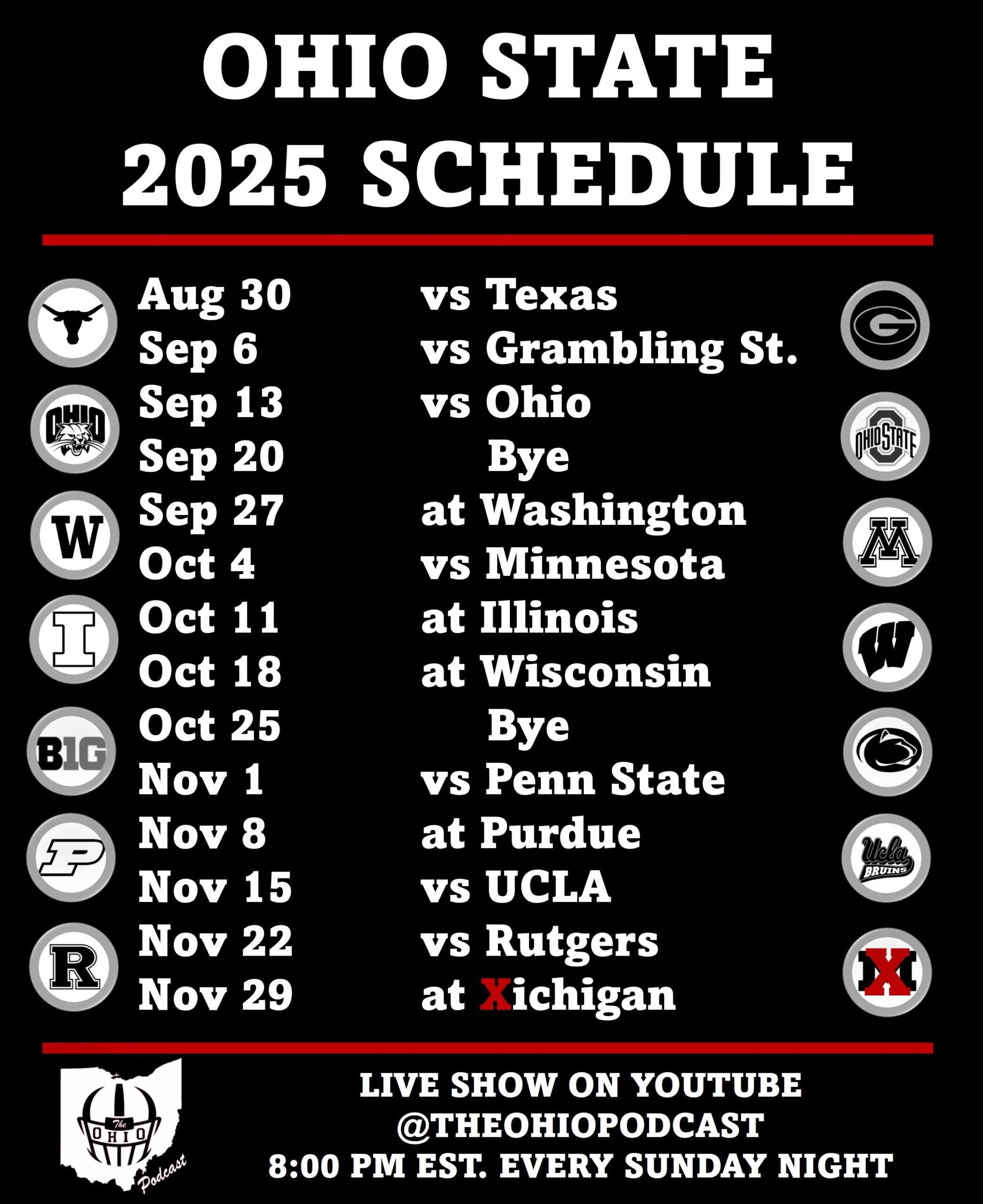 Ohio State 2025 Schedule - The Ohio Podcast in Ohio State Football Schedule Printable