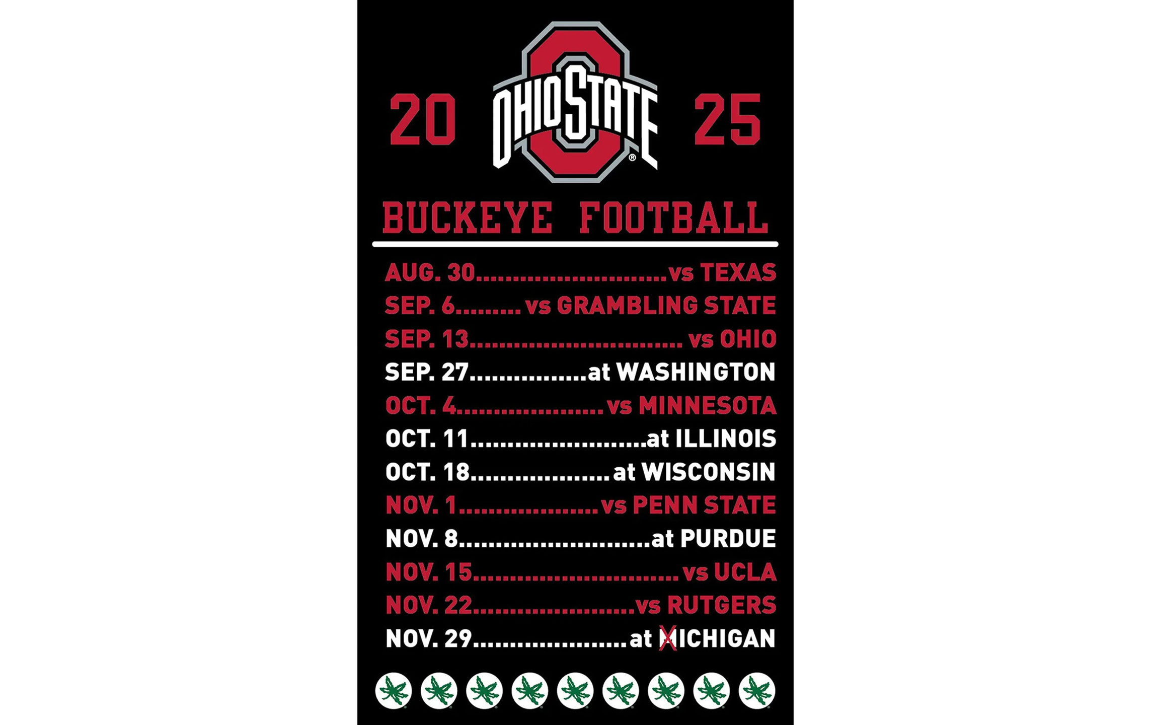 Ohio State Buckeyes Football Schedule 2025 | Gameday Grille And Patio within Ohio State Football Schedule Printable