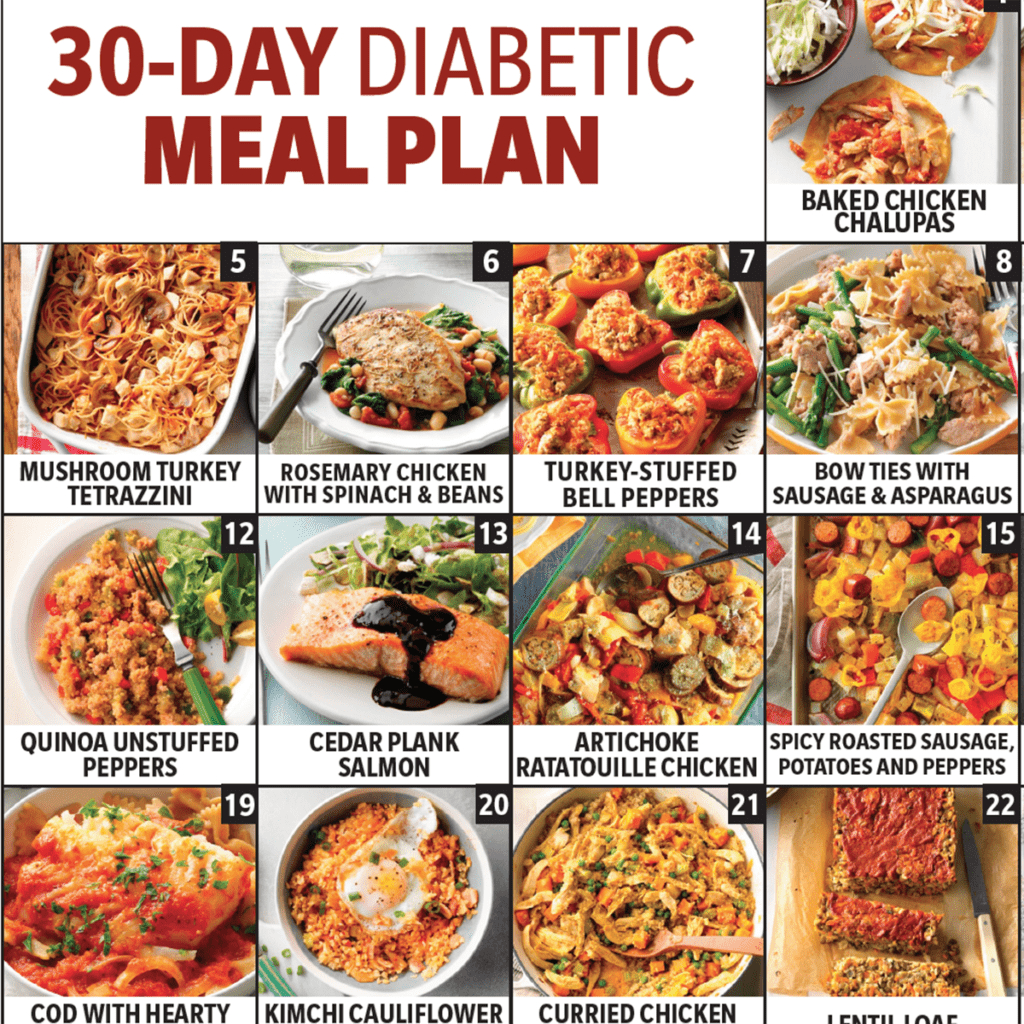 Our 30-Day Diabetic Meal Plan (With A Pdf!) I Taste Of Home with Printable 30 Day Heart Healthy Meal Plan