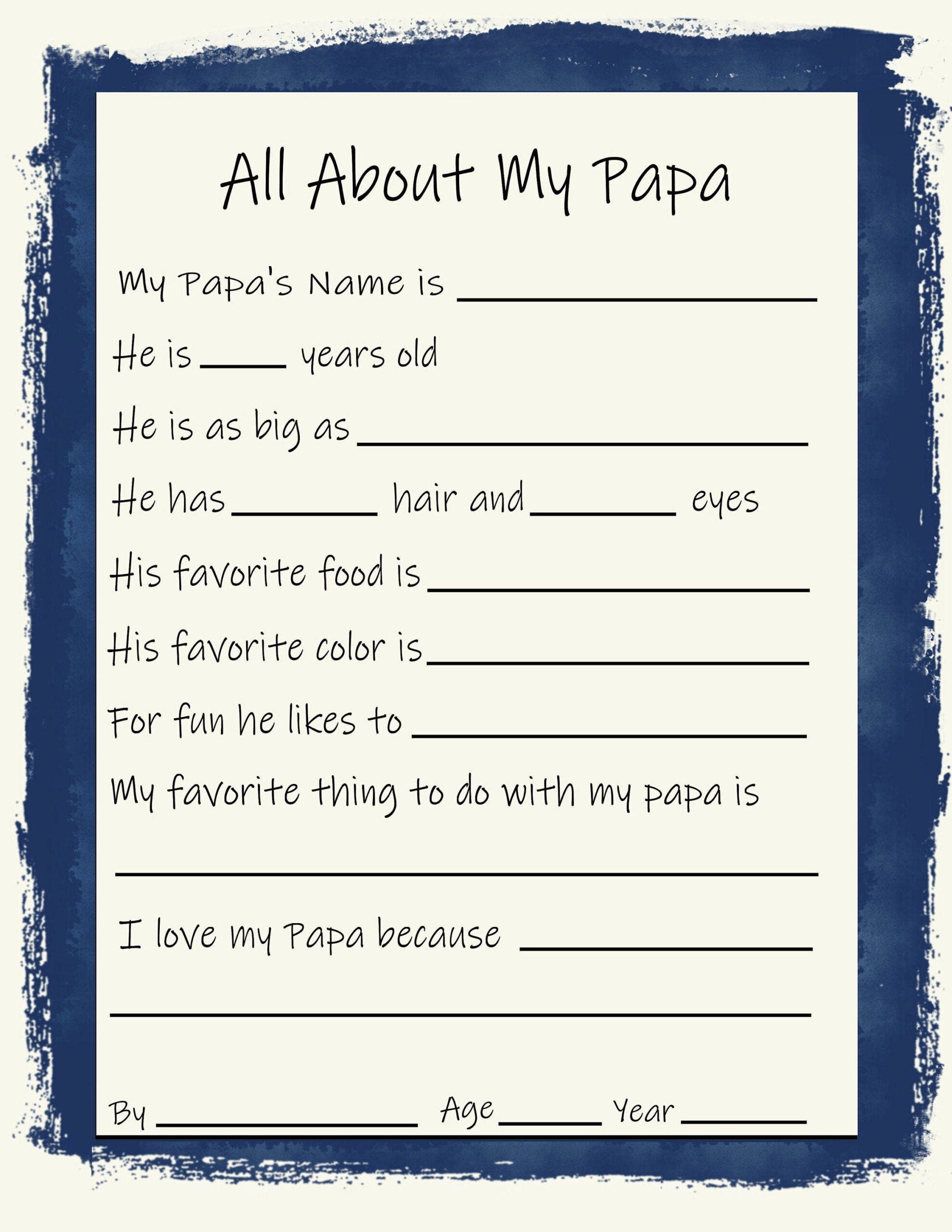 Papa, Father&amp;#039;S Day, All About My Papa, Father&amp;#039;S Day Printable regarding All About My Papa Printable