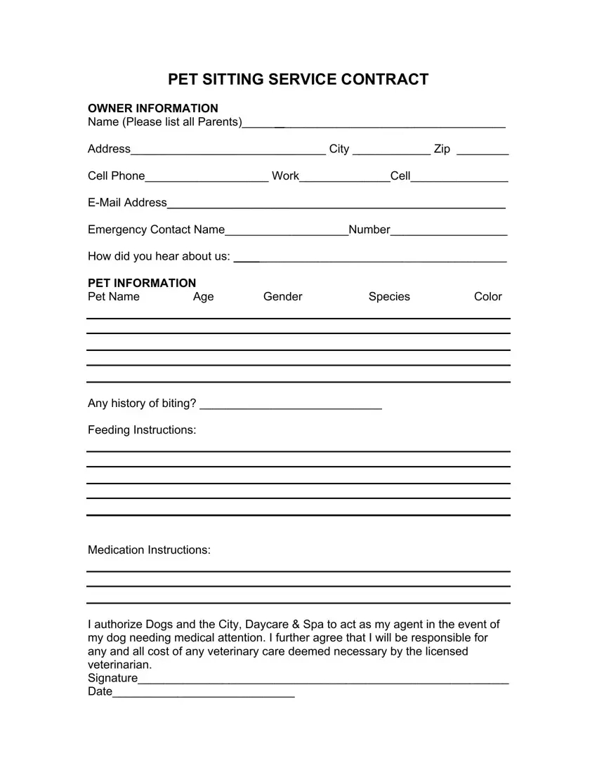 Pet Sitting Contract ≡ Fill Out Printable Pdf Forms Online with Free Printable Pet Sitting Contract