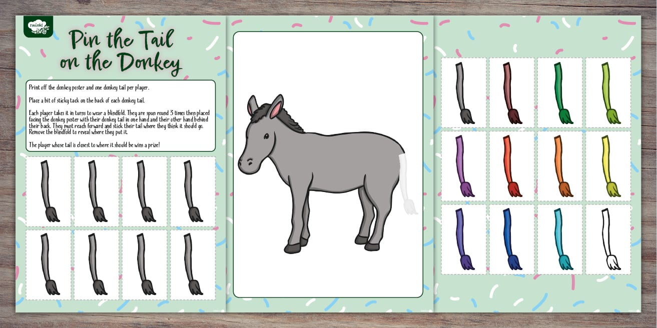 Pin The Tail On The Donkey | Twinkl Party throughout Pin The Tail On The Donkey Game Printable