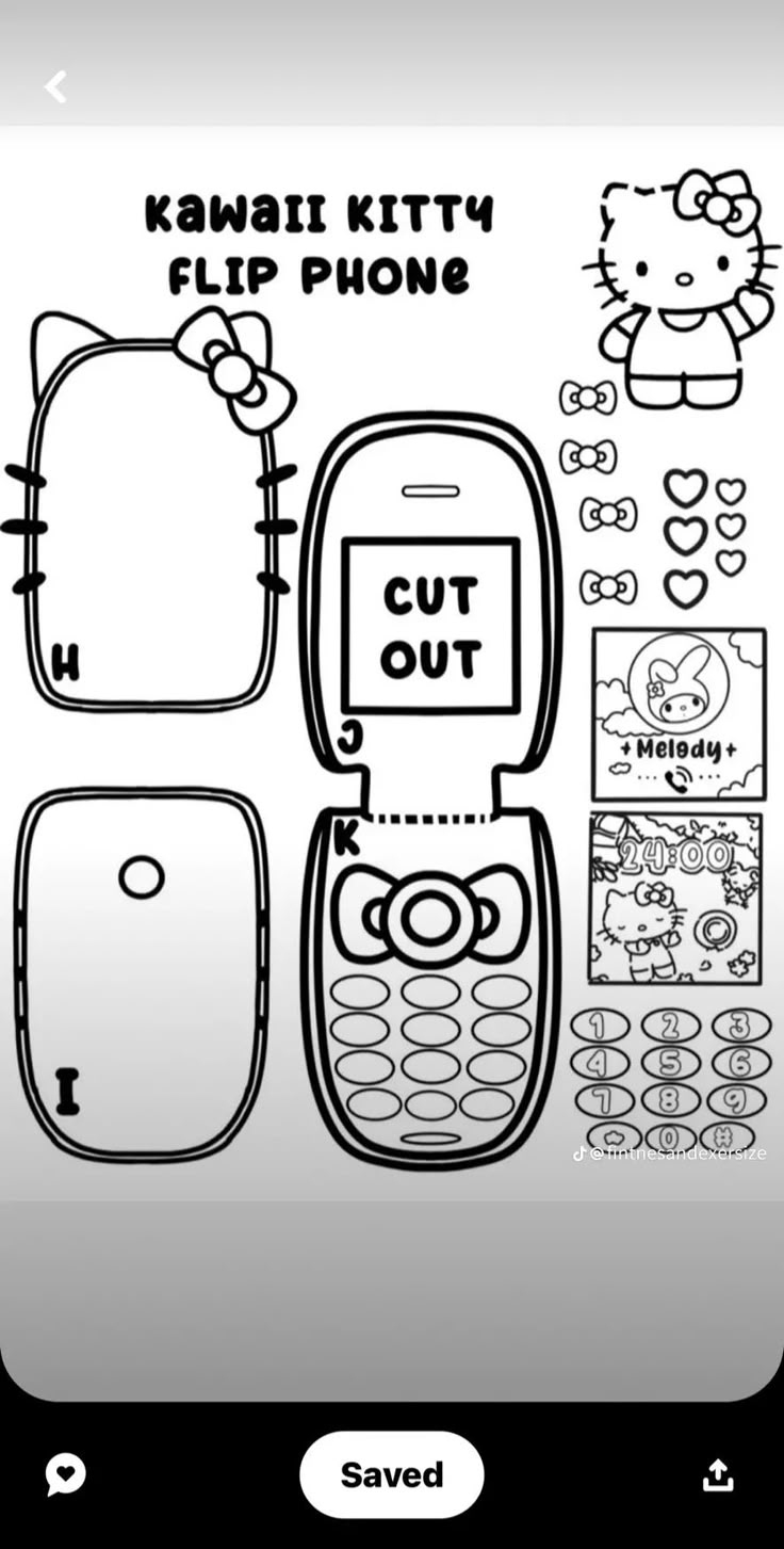 Pinnatalia Pequeños Santitos On Spa | Hello Kitty Crafts, Diy throughout Sanrio Flip Phone Template Printable