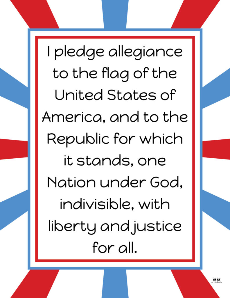 Pledge Of Allegiance Words - 20 Free Printables | Printabulls inside Pledge of Allegiance Free Printable