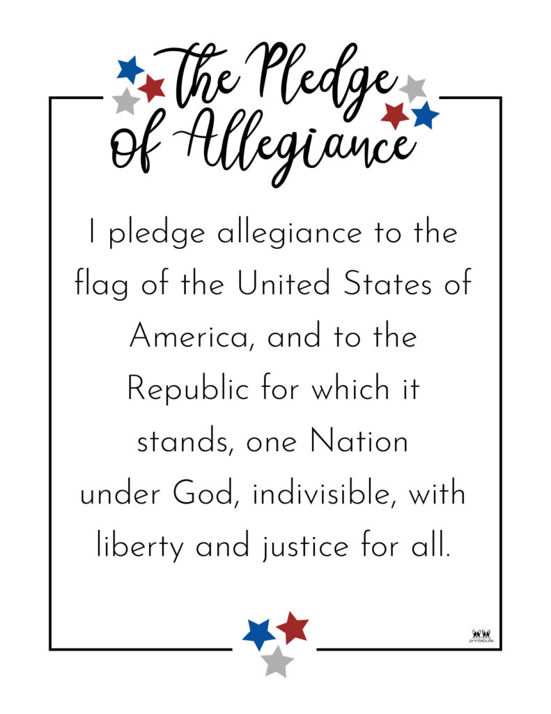Pledge Of Allegiance Words - 20 Free Printables | Printabulls intended for Pledge of Allegiance Free Printable