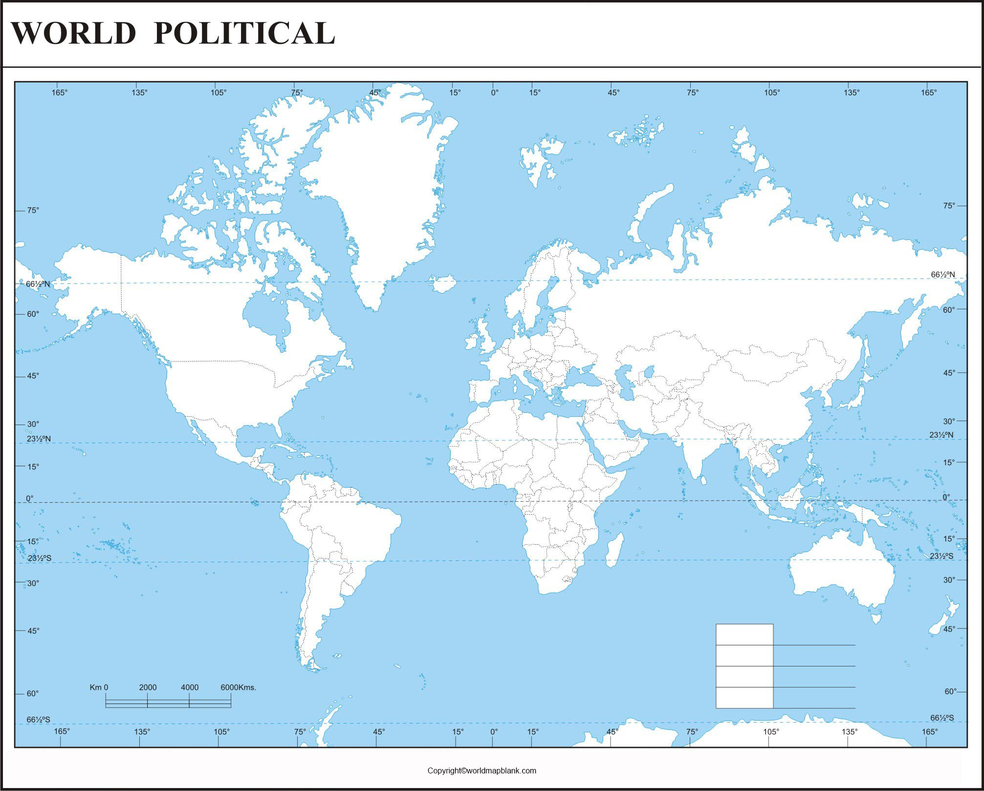 Politische Weltkarte Zum Ausdrucken – Kostenloser Download inside Blank World Map Countries Printable