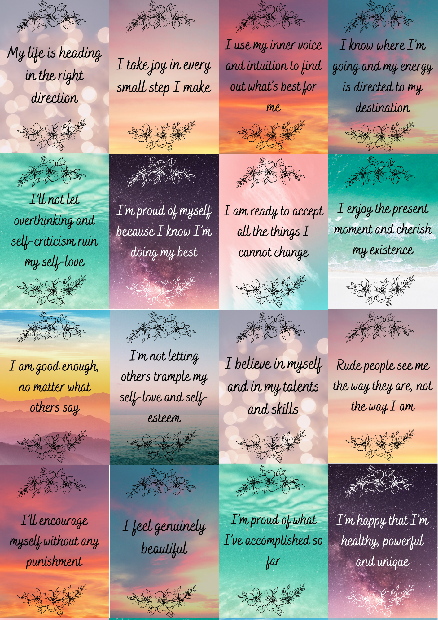 Positive Affirmation Cards inside Free Printable Affirmation Cards
