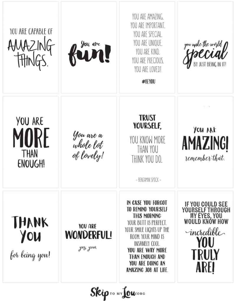 Positive Affirmations {Print And Share With Friends} | Skip To My Lou in Free Printable Affirmation Cards