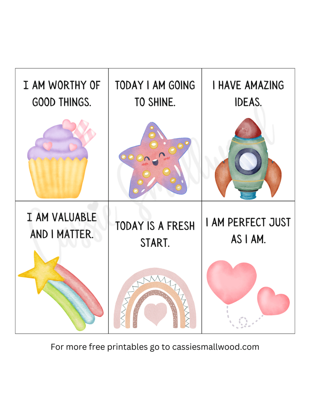 Postive Affirmations For Kids - Free Printable - Cassie Smallwood within Positive Affirmations For Kids Printable