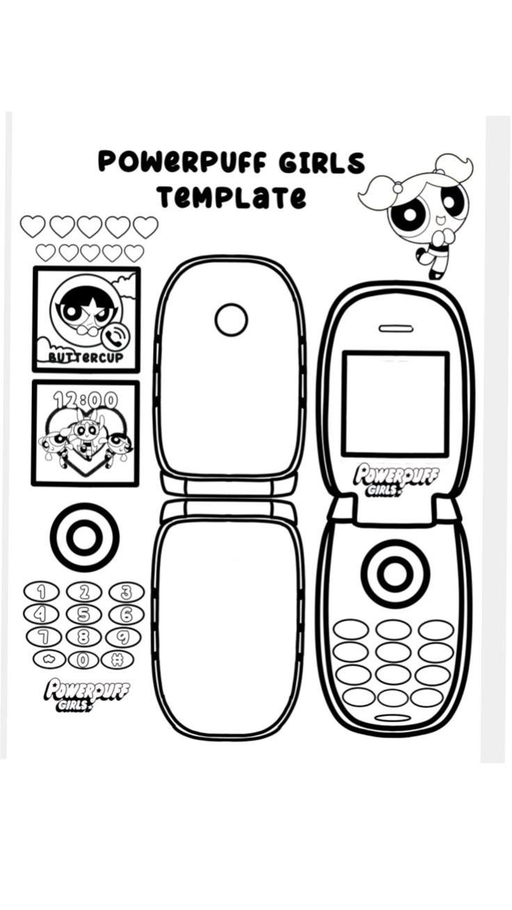Power Puff Girls My Melody Cinnamonroll Cardboard Flip Phone inside Sanrio Flip Phone Template Printable