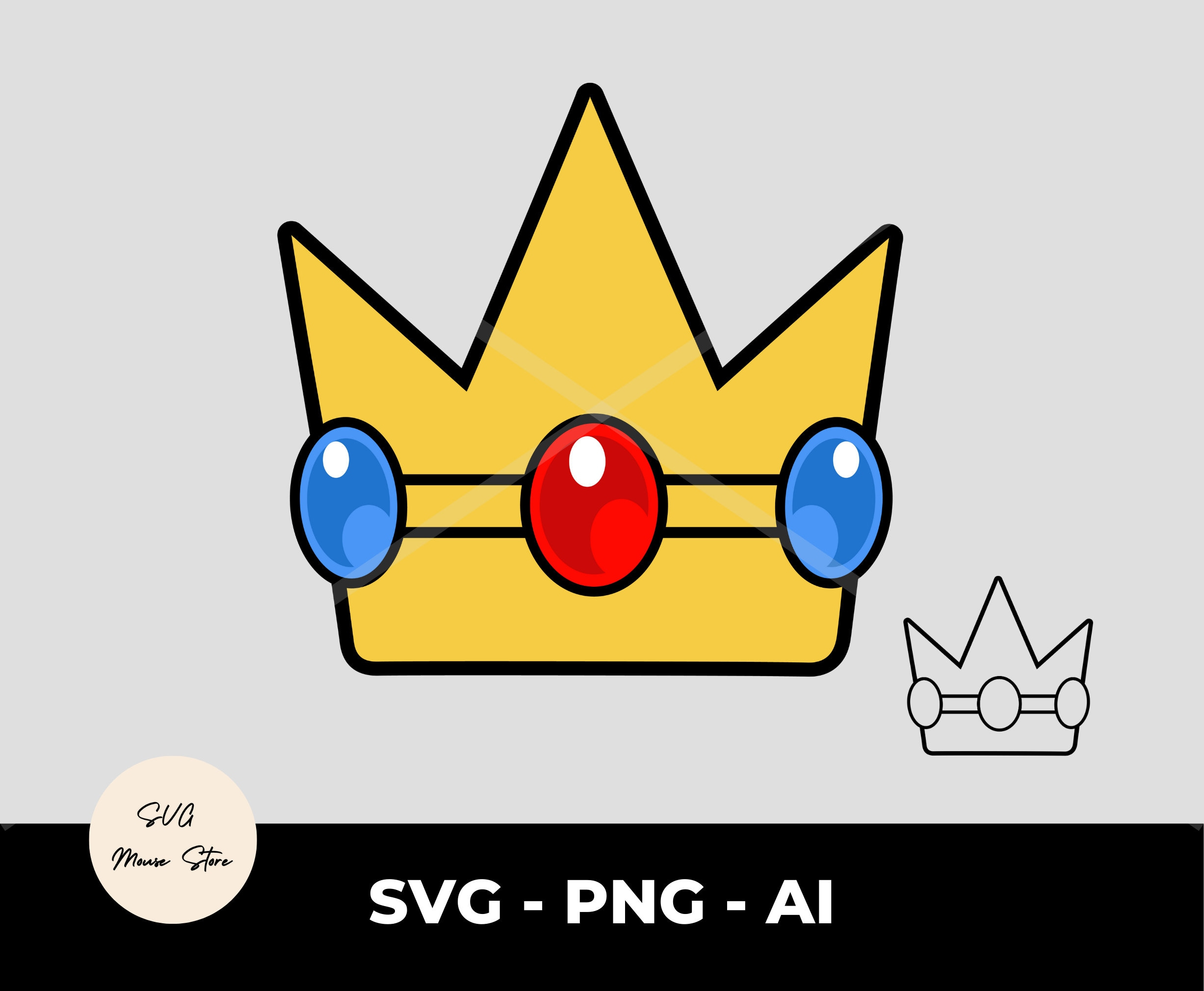 Princess Peach Crown Svg: Layered Cut File (Digital Download) - Etsy throughout Printable Princess Peach Crown Template