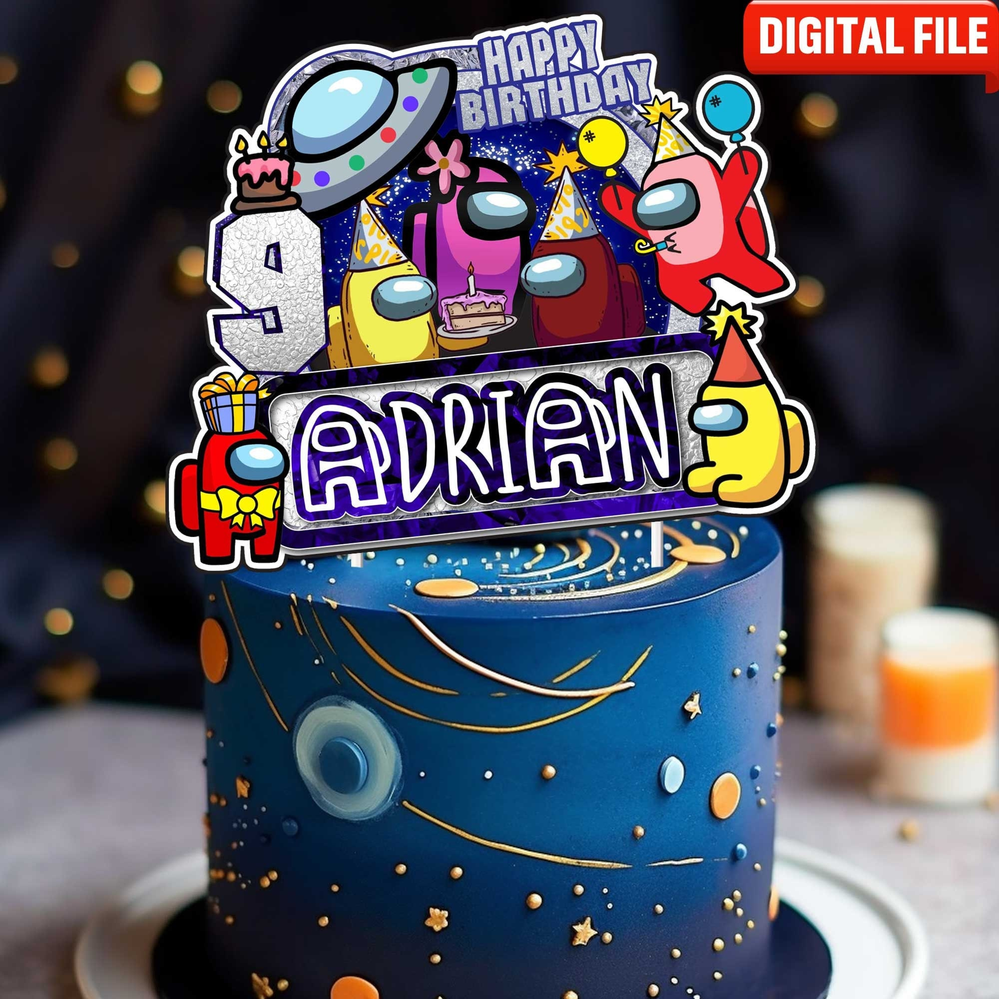 Printable Among Us Cake Topper, Birthday Party For Kids, Among Us regarding Among Us Cake Topper Printable Png