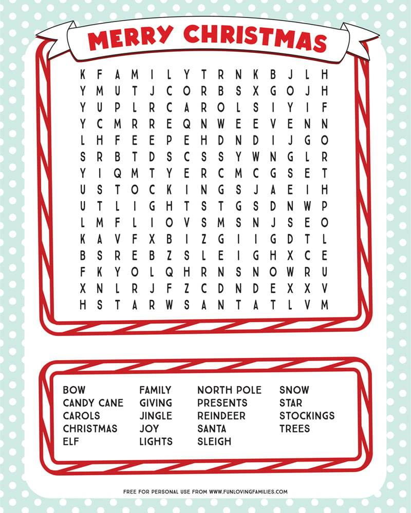 Printable Christmas Word Search - Fun Loving Families within Christmas Search a Word Printable