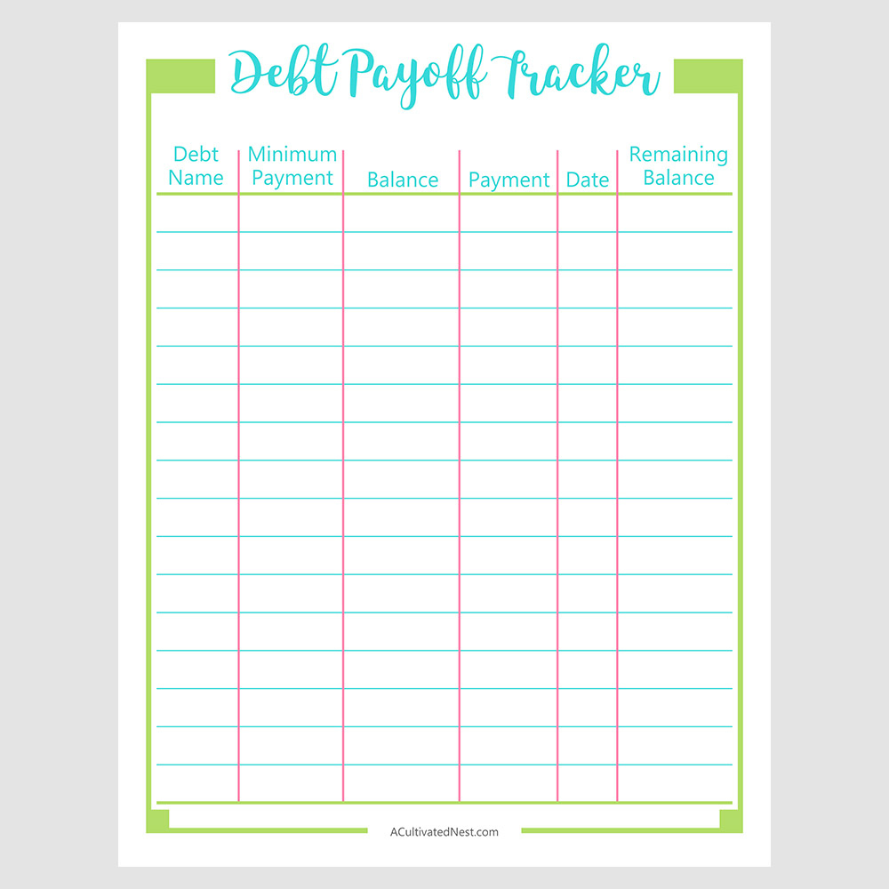 Printable Debt Payoff Tracker inside Pay Off Debt Tracker Printable