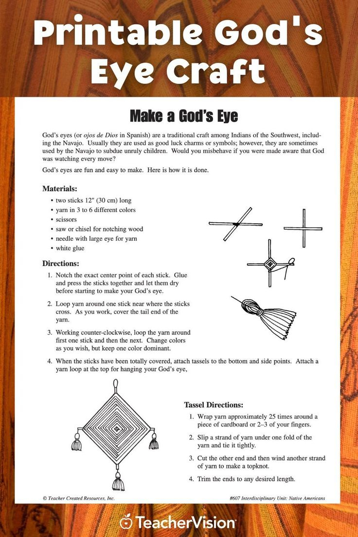 Printable God&amp;#039;S Eye Craft - Native American Activities For Kids intended for God&amp;amp;#039;s Eye Printable Instructions