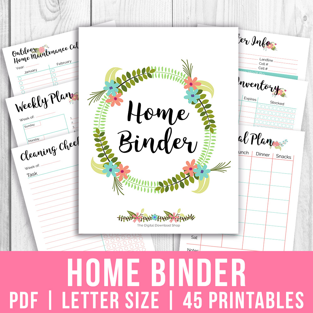 Printable Home Management Binder- Floral regarding Free Printables For Home Management Binder