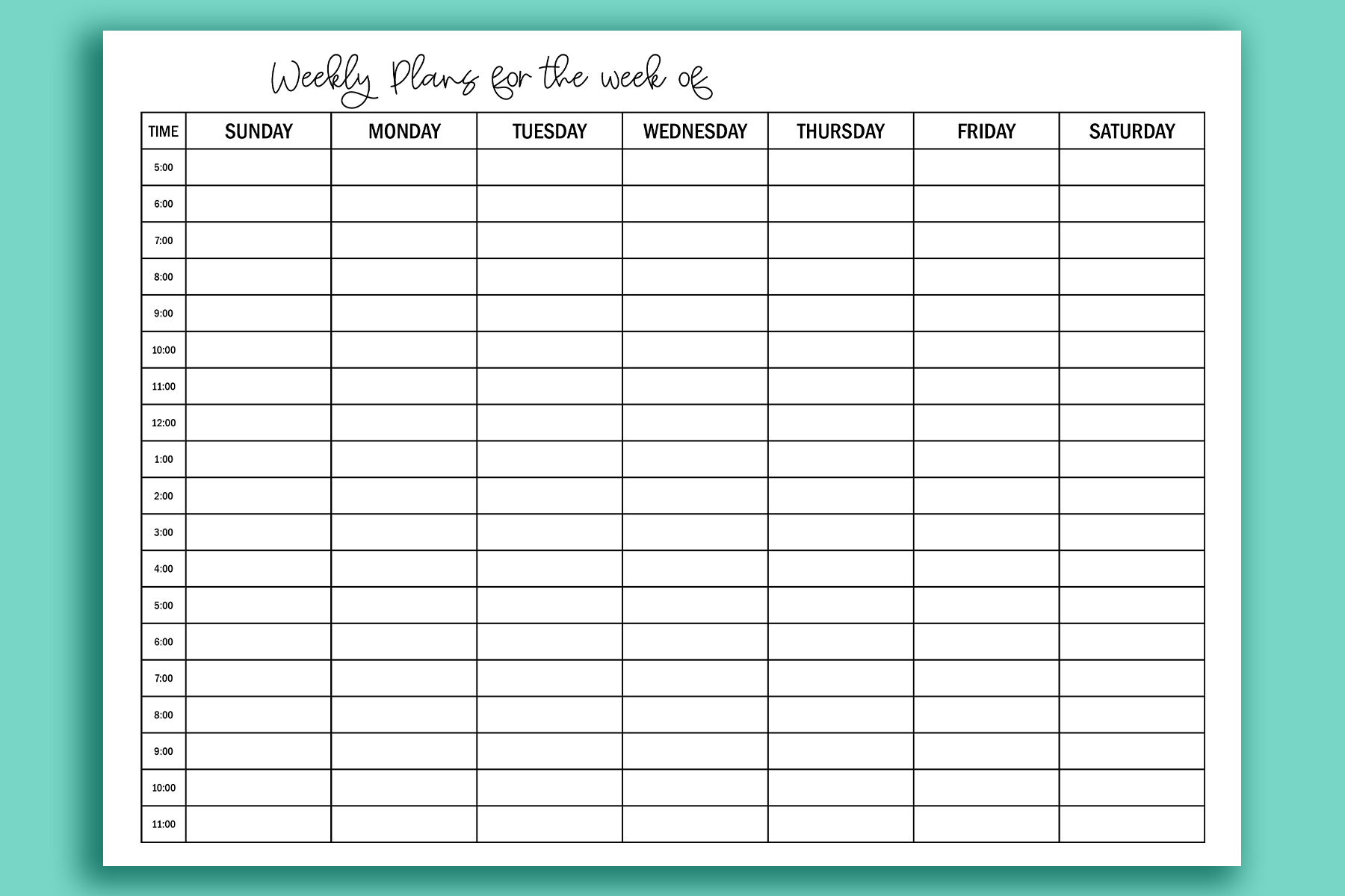 Printable Hourly Calendar Set - Daily And Weekly Hourly Calendars within Weekly Hourly Planner Printable Free