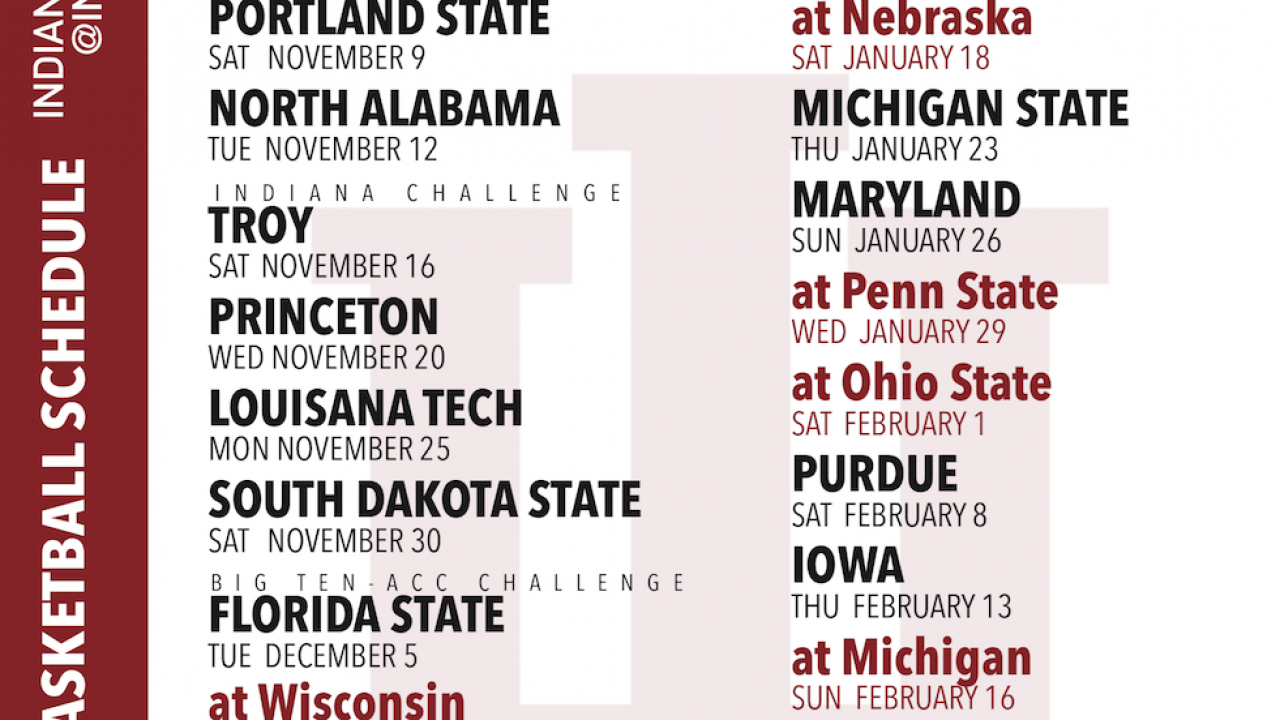 Printable Indiana Basketball 2019-2020 Schedule (Free) for Printable Iu Men'S Basketball Schedule
