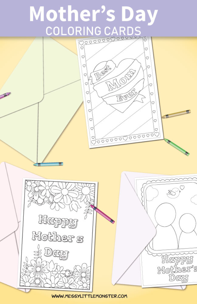 Printable Mother'S Day Cards To Color - Messy Little Monster throughout Mother's Day Free Printable Mothers Day Crafts
