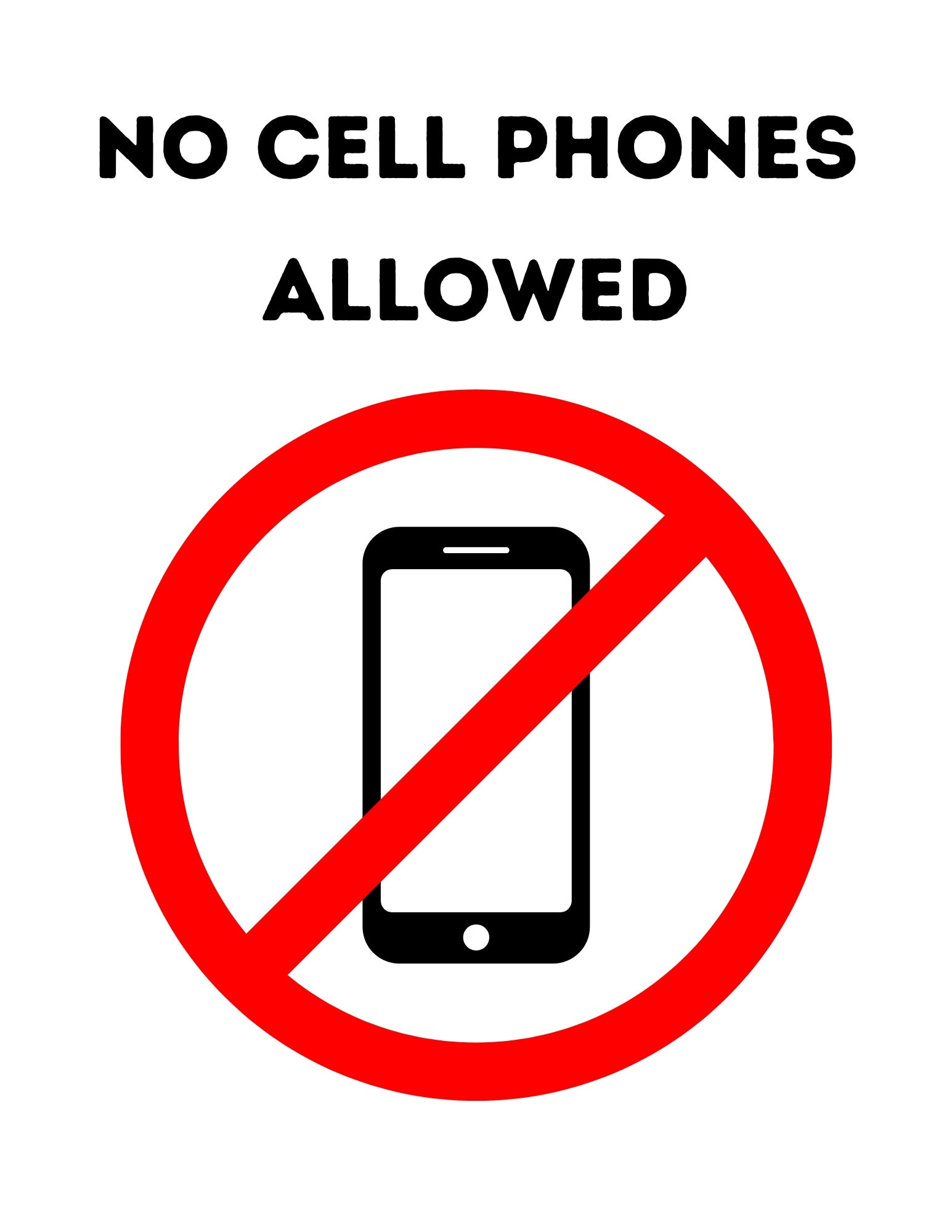 Printable No Cell Phones Allowed Sign, Printable No Cell Phone Use for No Cell Phone Use Sign Printable