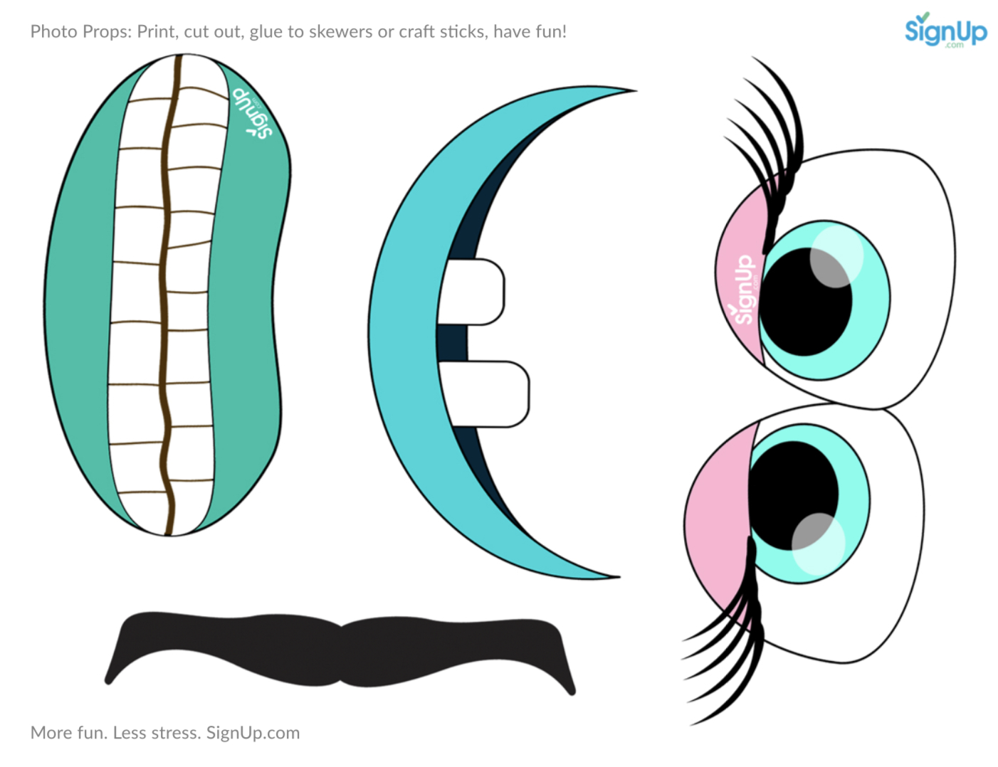 Printable Photobooth Props: Halloween Party Craft Activity in Printable Photo Booth Props Individual