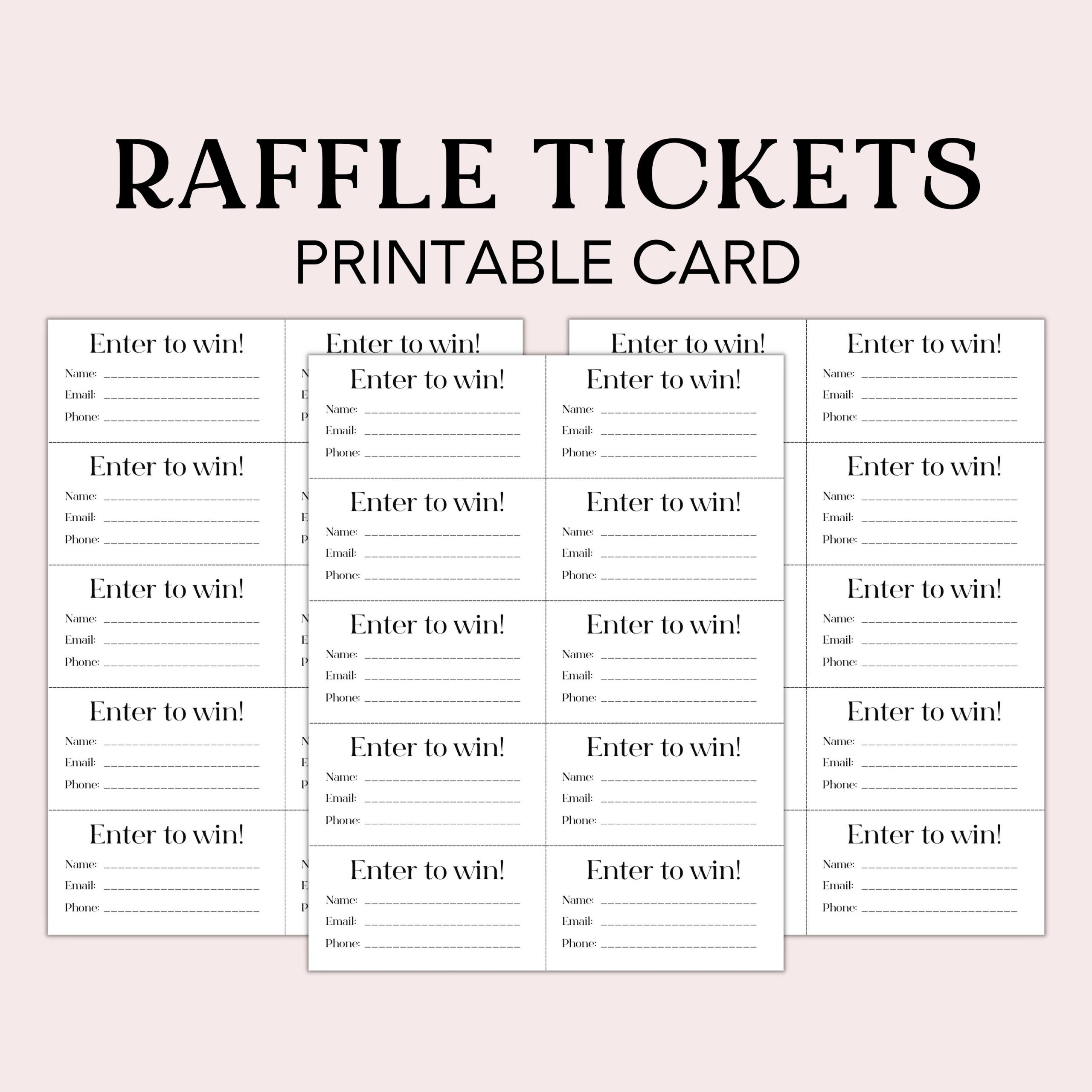 Printable Raffle Ticket Template - Etsy.de within Printable Raffle Tickets with Numbers