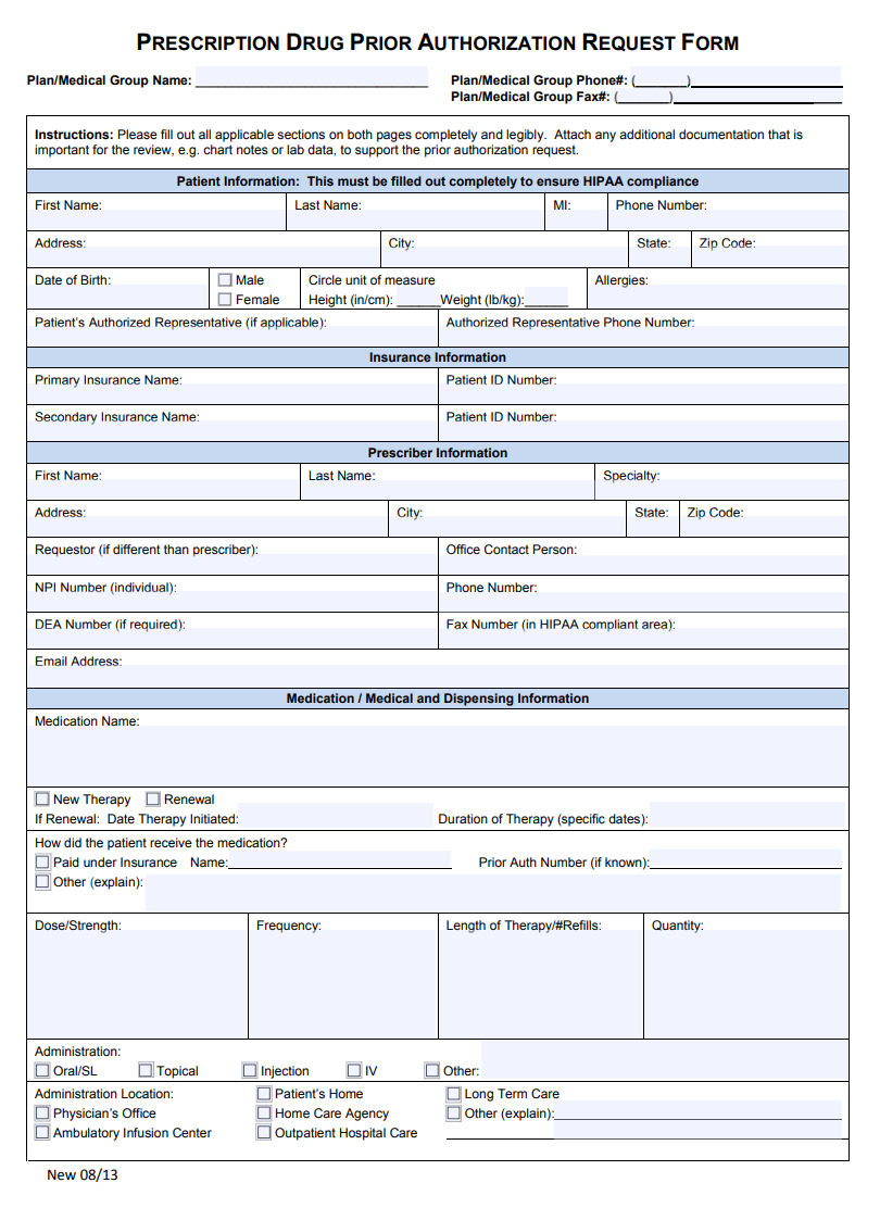 Prior Authorization Form | Free Word Templates inside Printable Medical Prior Authorization Form Template
