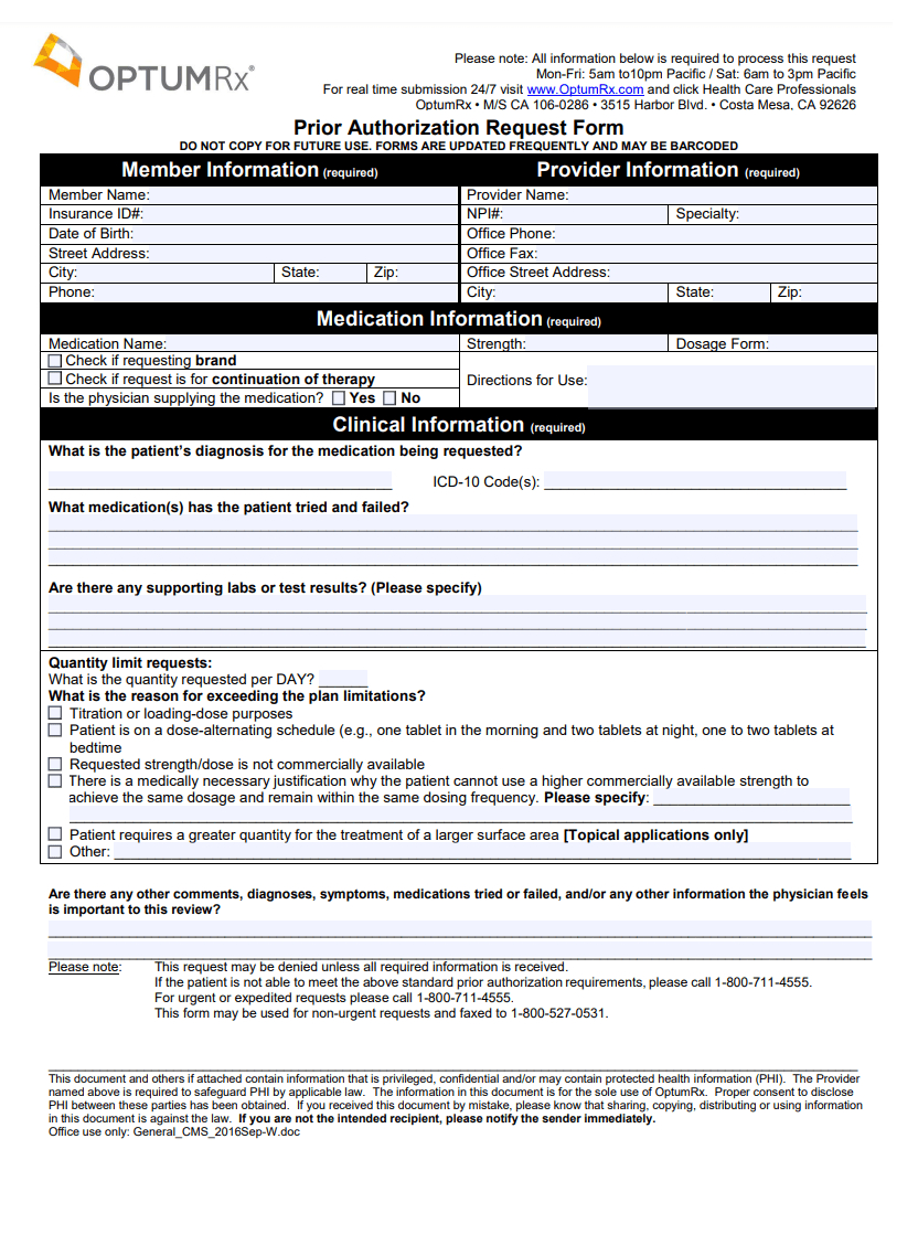 Prior Authorization Form | Free Word Templates pertaining to Printable Medical Prior Authorization Form Template