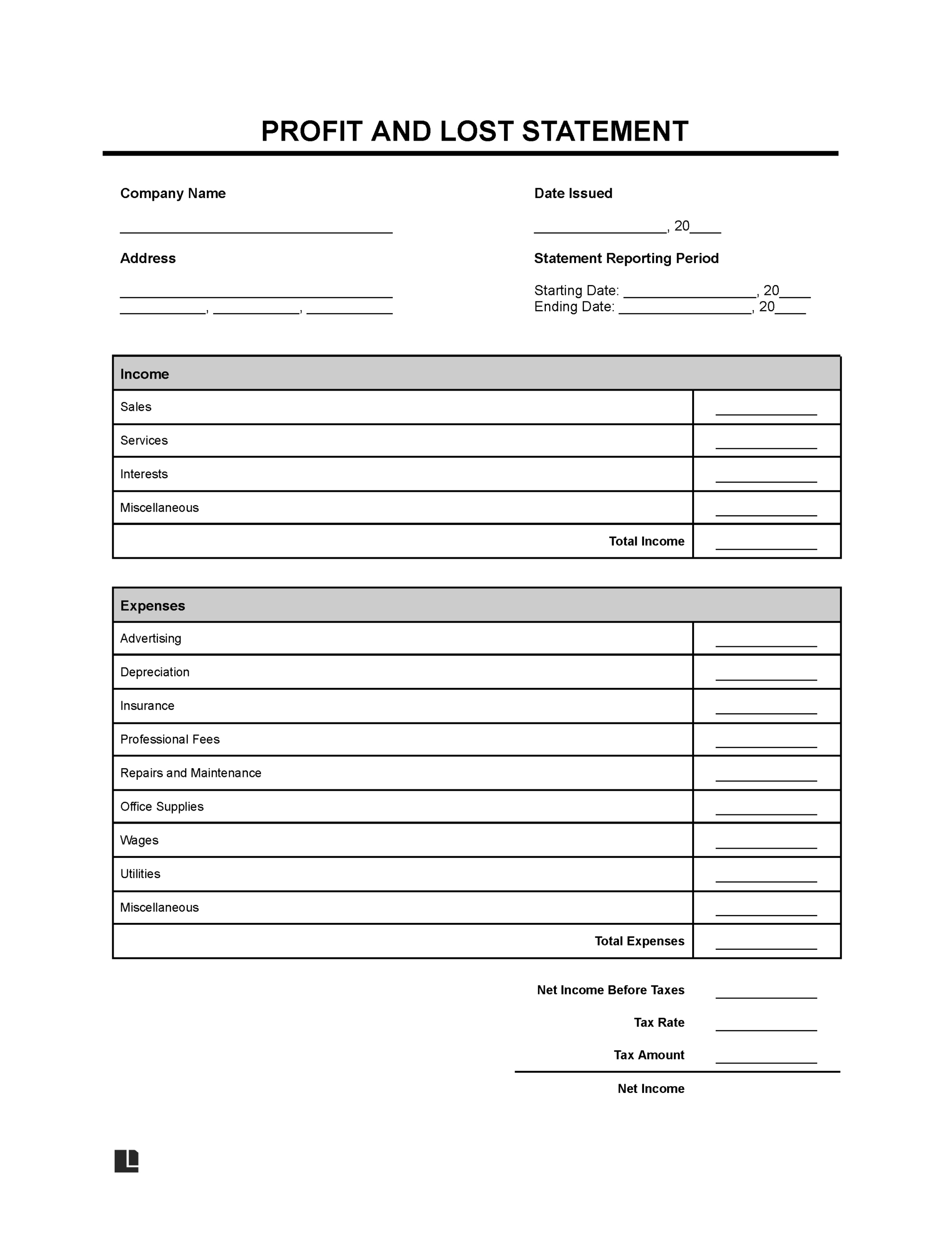 Profit And Loss Statement Template | Fill Online, Download &amp; Print with regard to Free Printable Profit And Loss Statement