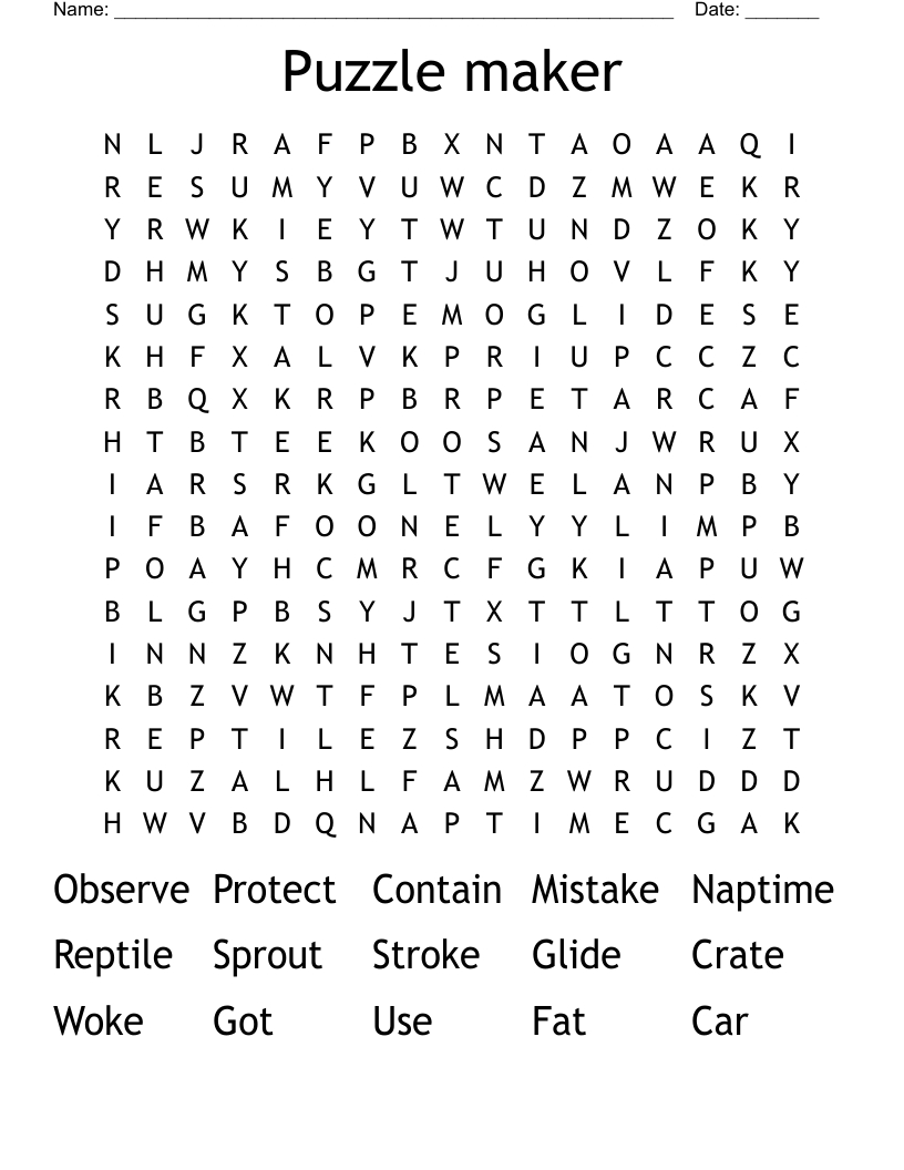 Puzzle Maker Word Search - Wordmint in Word Search Puzzle Maker Free Printable