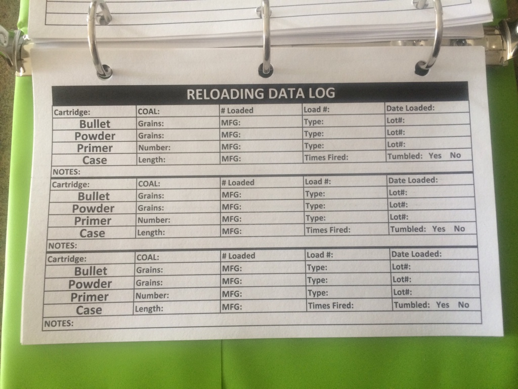 Reloading Log Book | Nosler Reloading Forum - Worksheets Library with Printable Reloading Data Sheet