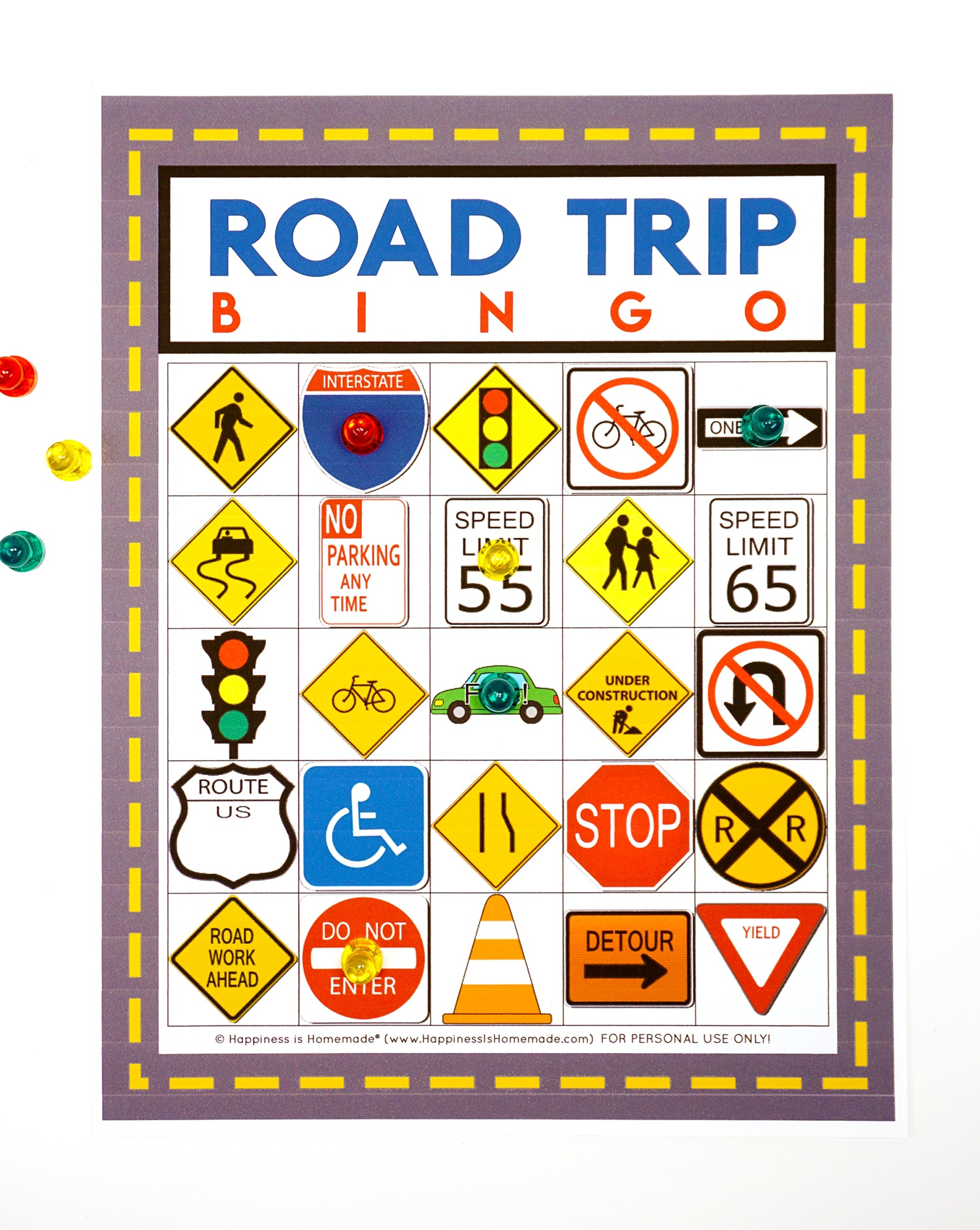 Road Trip Bingo Game - Free Printable - Happiness Is Homemade in Printable Games For Road Trips