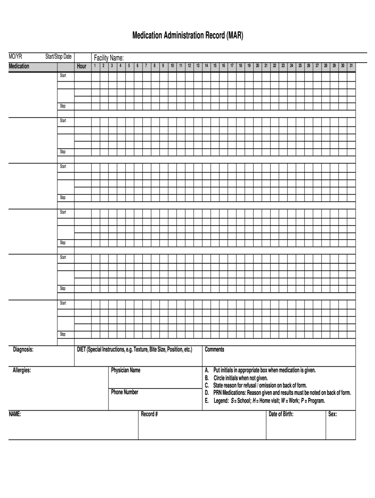 Sdrc Medication Administration Record Mar Form - Fill Online intended for Free Printable Medication Administration Record Template