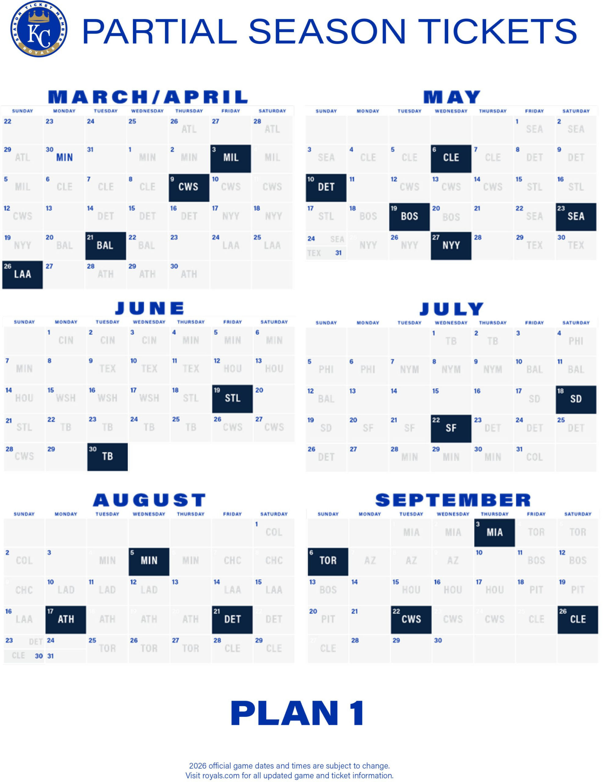 Season Ticket Package Schedules | Kansas City Royals for Printable Kansas City Royals Schedule