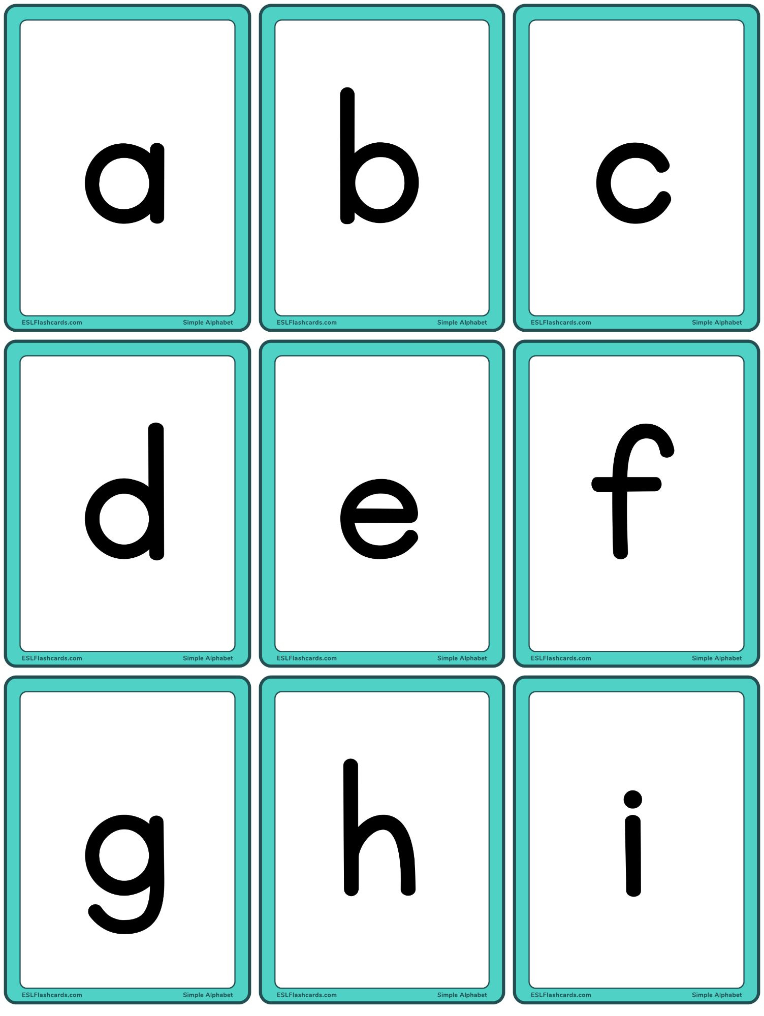 Simple Alphabet – Esl Flashcards pertaining to Abc Flash Cards Printable Free