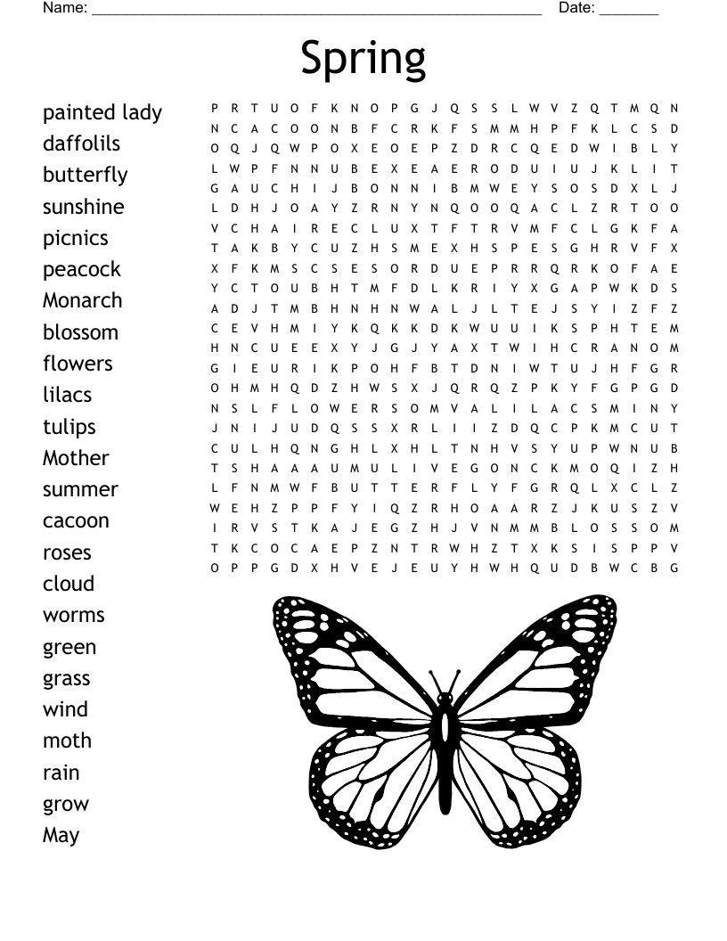 Spring Word Search - Wordmint throughout Spring Word Search Free Printable