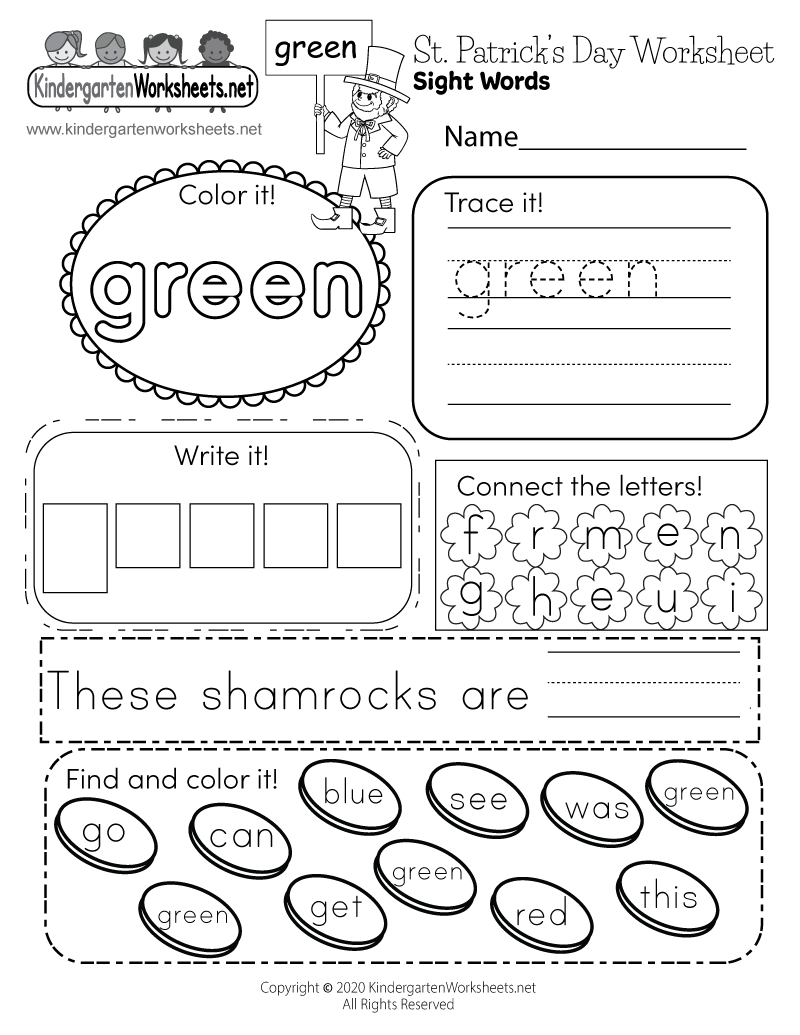 St. Patrick'S Day Sight Words Worksheet - Free Printable, Digital pertaining to Free Printable St Patrick'S Day Worksheets