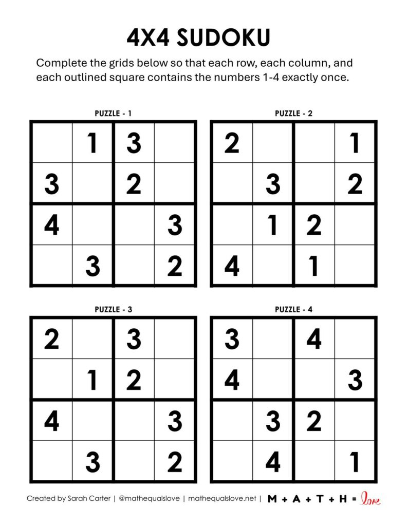 Sudoku 4X4 Puzzles [Free Printable Pdfs] regarding Printable Sudoku Puzzles 4 Per Page