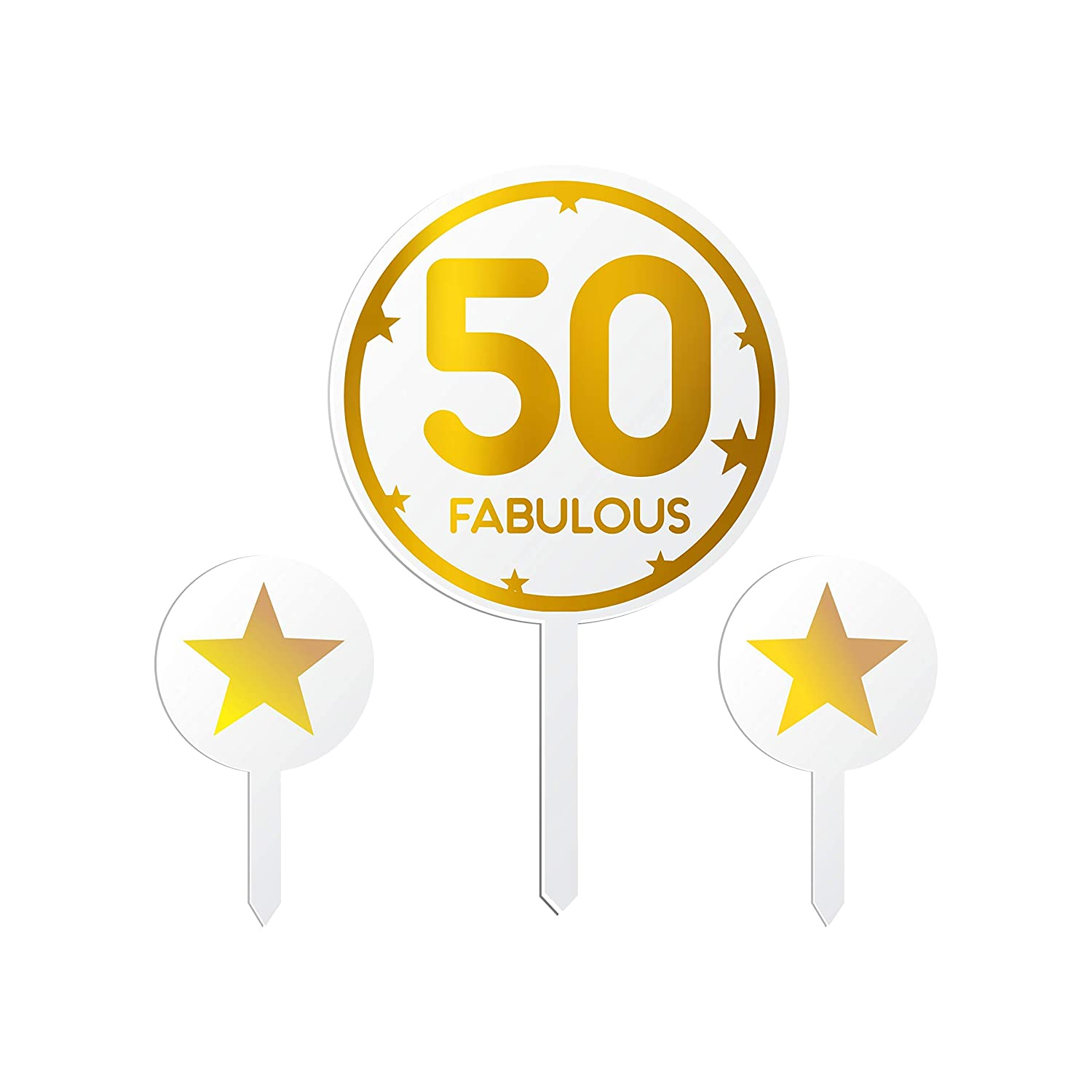 Svm Craft 50 Fabulous Cake Topper Gold & White Happy 50Th Birthday for 50 and Fabulous Cake Topper Printable