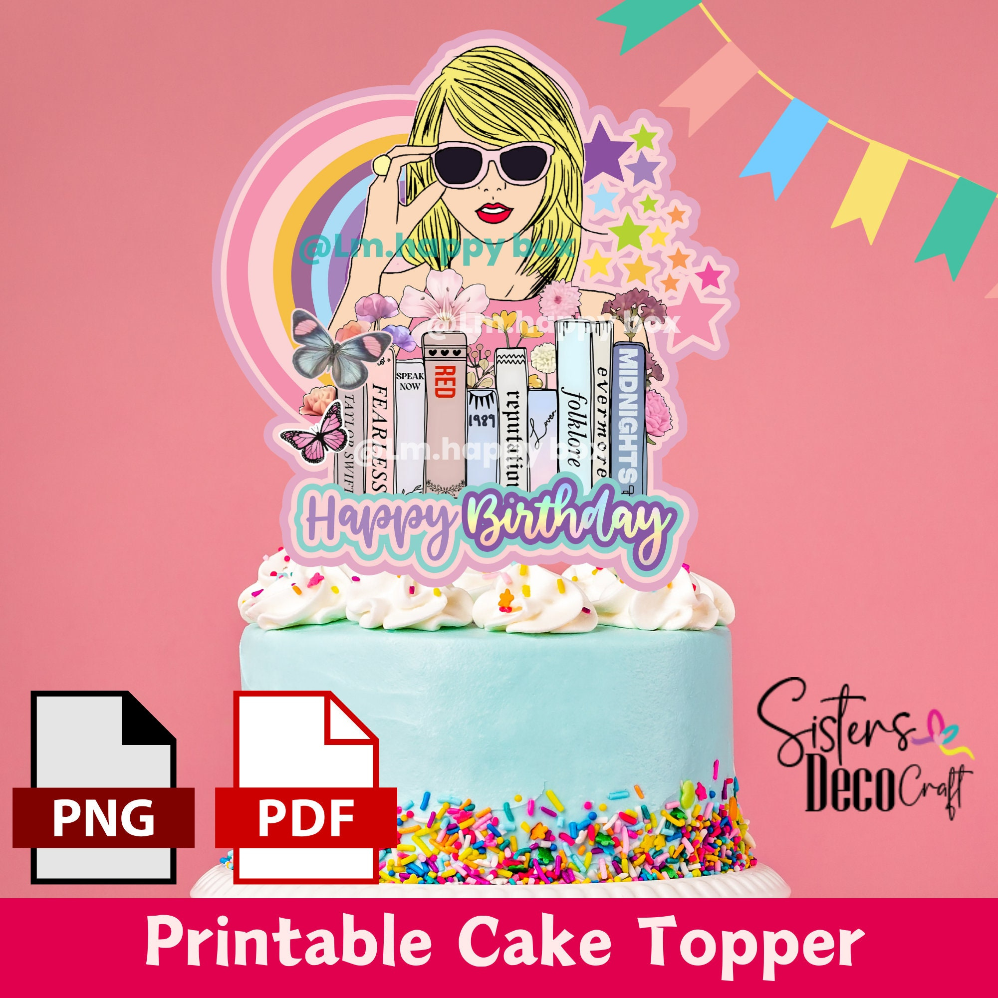 Swift Druckbare Cake Topper, Swift Party, Party-Deko, Tortenfigur intended for Taylor Swift Cake Topper Printable