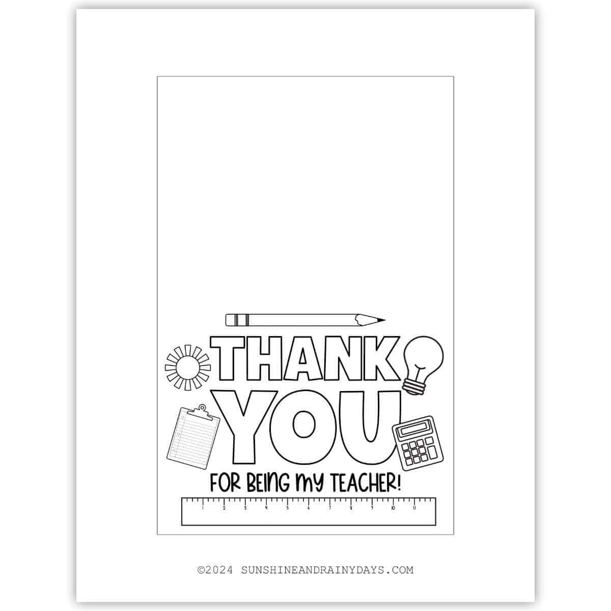 Teacher Appreciation Cards To Color - Sunshine And Rainy Days for Thank You Printable Cards For Teachers